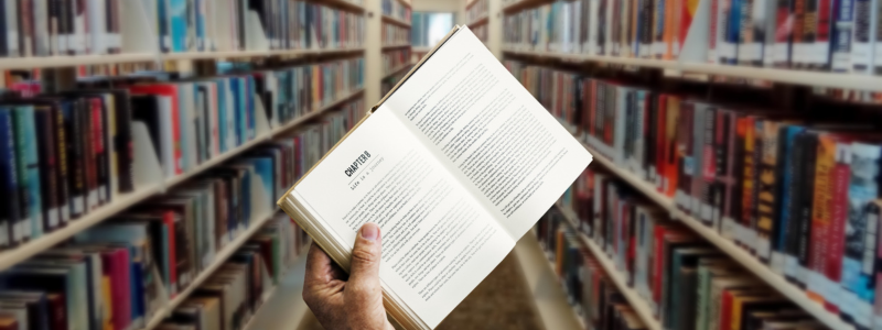 open book in a library